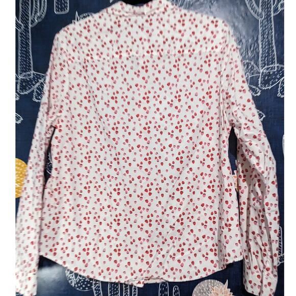 Boden Strawberry Print Button Down Classic Fit Shirt White Pink Women's Size 10 - Picture 4 of 7